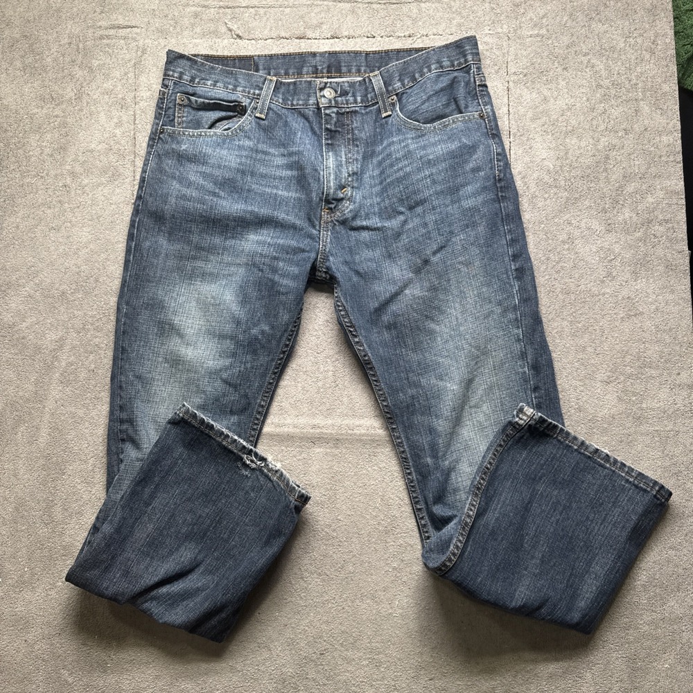 Levi's 527 Bootcut Jeans 36x30 Fits 34x29 Blue Denim Medium Wash Whiskered